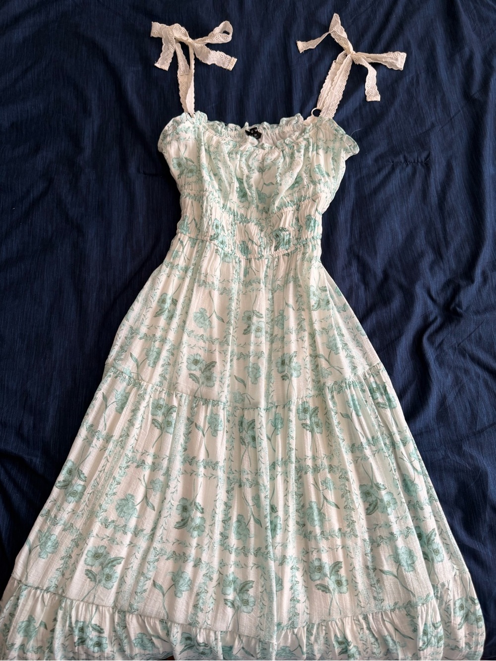 As U Wish Mint Floral Tie-Strap Maxi Dress